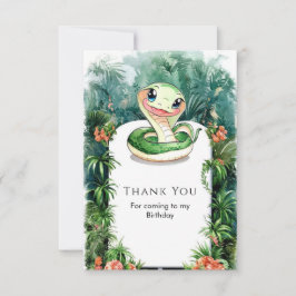 Cartão De Agradecimento Aniversário do Cobra de Aquarela Colorida