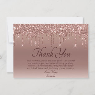 Cartão De Agradecimento Aniversário do Elegante Blush Pink Glitter Obriga