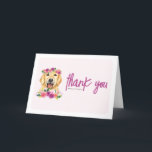 Cartão De Agradecimento Aniversário do Floral Purple Ouro de Aquarela<br><div class="desc">Enviar obrigados com este cartões de agradecimentos personalizável. Apresenta ilustrações de aquarela de um fofo recuperador de ouros com um chapéu e flores roxas,  vermelhas,  cor-de-rosa e pêssego. Personalize adicionando seus detalhes. Este cartões de agradecimentos de recuperação de ouros é perfeito para aniversários,  chás de fraldas e outros eventos.</div>