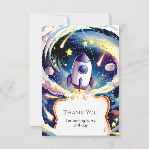 Cartão De Agradecimento Aniversário do Foguete da Galáxia Magia