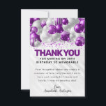 Cartão De Agradecimento Aniversário do Glam Glitter do Prata Roxo Moderno<br><div class="desc">Modern Glam Purple Silver Balão Violeta Brilhante Glitter Qualquer Idade Obrigado Aniversário</div>