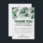 Cartão De Agradecimento Aniversário do Glitter do Balão Verde Moderno<br><div class="desc">Modern Glam Emerald Green Silver Balão Glitter Glitter Desperta Qualquer Idade Obrigado Cartão De Aniversário</div>