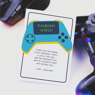 Cartão De Agradecimento Aniversário do Menino do Video Game - Game On