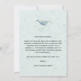 Cartão De Agradecimento Aniversário do Narval "Sea Unicorn"