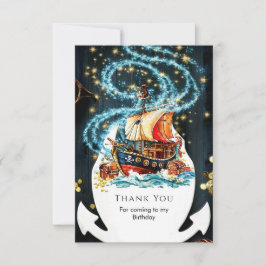 Cartão De Agradecimento Aniversário do Navio Pirata Náutico Whimsic