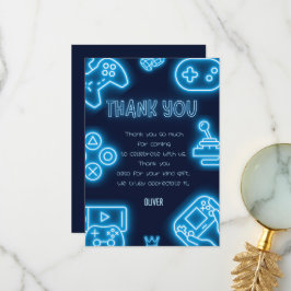 Cartão De Agradecimento Aniversário do Neon Any Year videos games