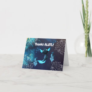 Cartão De Agradecimento Aniversário do Neon & Marinho Blue Axolotl Underwa