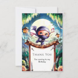 Cartão De Agradecimento Aniversário do Ninja Espião de Aquarela