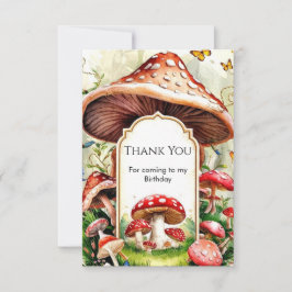 Cartão De Agradecimento Aniversário do Pastel Boho Mushroom