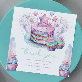 Cartão De Agradecimento Aniversário do Pastel Sleepover