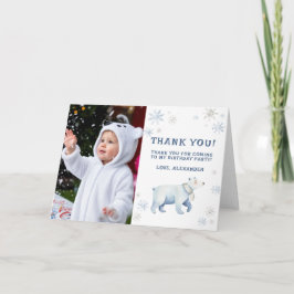 Cartão De Agradecimento Aniversário do Urso Polar de Inverno Obrigado