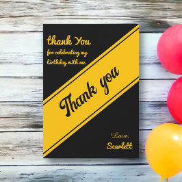 Cartão De Agradecimento Aniversário Dourado E Preto De Luxo Elegante