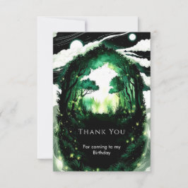 Cartão De Agradecimento Aniversário Encantado da Floresta Pastel
