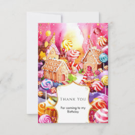 Cartão De Agradecimento Aniversário Encantado Doce Candyland