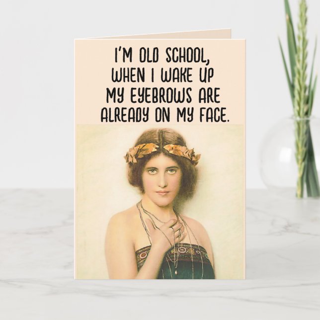 CARTÃO DE AGRADECIMENTO ANIVERSÁRIO ENGRAÇADO PARA O AMIGO EYEBROWS RETRO  (Frente)