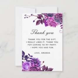 Cartão De Agradecimento Aniversário floral de lilás púrpura de aquarela el