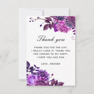 Cartão De Agradecimento Aniversário floral de lilás púrpura de aquarela el