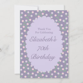 Cartão De Agradecimento Aniversário Floral Roxo