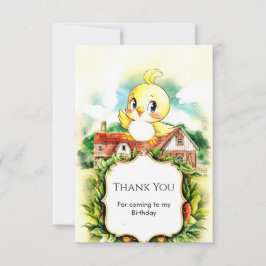 Cartão De Agradecimento Aniversário Fofo de Frango Encantado