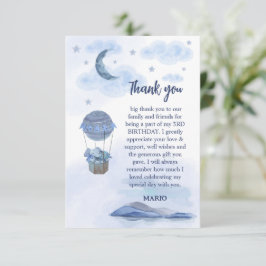 Cartão De Agradecimento Aniversário fofo do balão azul