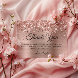 Cartão De Agradecimento Aniversário Glittery Rosa Gold Foil 60th