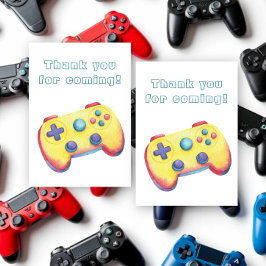 Cartão De Agradecimento Aniversário Infantil Jogo de Vídeo Aquarela
