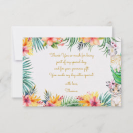 Cartão De Agradecimento Aniversário infantil safari selvagem dourado aquar