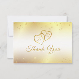 Cartão De Agradecimento Aniversário Monograma Coração de Ouro Anos Rumo ao