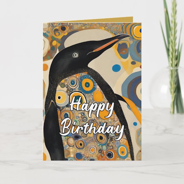 Cartão De Agradecimento Aniversário Personalizado de 50° Art Nouveau Pengu (Frente)