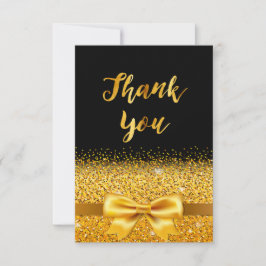 Cartão de agradecimento aniversário preto dourado