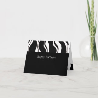 Cartão De Agradecimento Aniversário preto e branco da listra da zebra