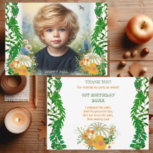 Cartão De Agradecimento Aniversário, Pumpkin Greenery Caiu Cores