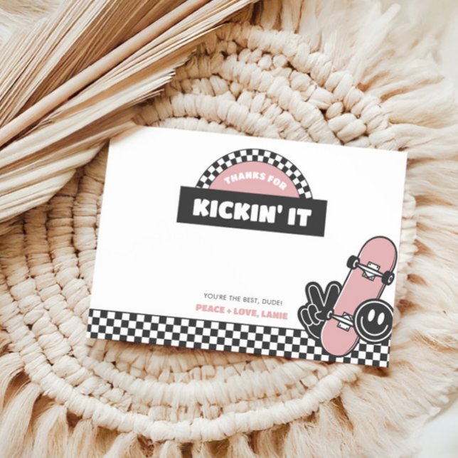 Cartão De Agradecimento Aniversário Radical Groovy de Skate Xadrez de Meni (Criador carregado)