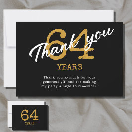 Cartão De Agradecimento Aniversário Retro Negro E Dourado