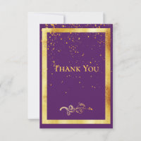 Cartão de agradecimento aniversário roxo confete d