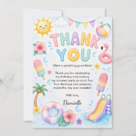 Cartão De Agradecimento Aniversário Splash Divertido Aquarela