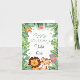 Cartão De Agradecimento Aniversário Tropical de Animais Selvagens Selvagen