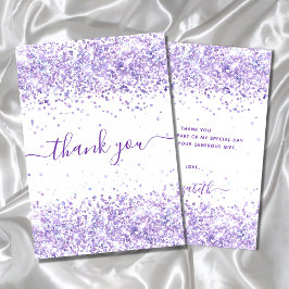 Cartão De Agradecimento Aniversário violeta violeta roxa obrigado branco
