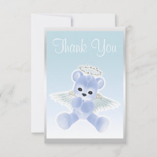 Cartão De Agradecimento Anjo Azul Urso de Pelúcia Obrigado Churrasco de Be