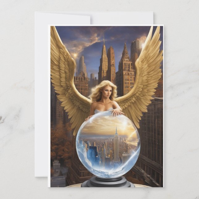 Cartão De Agradecimento Anjo da cidade de Nova York  (Frente)