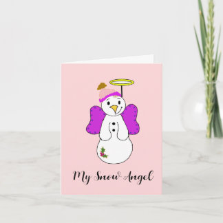 Cartão De Agradecimento Anjo da Neve Roxo e Rosa Obrigado