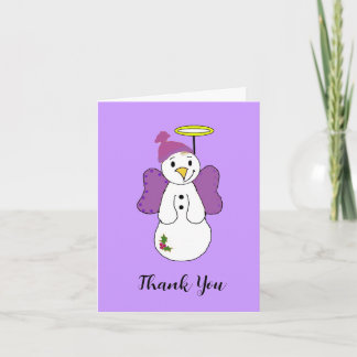 Cartão De Agradecimento Anjo da Neve Roxo Obrigado