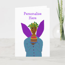 Cartão De Agradecimento Anjo Personalizado de Cor Traz Bolo