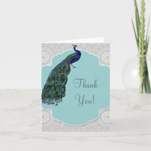 Cartão De Agradecimento AnnaLiese Peacock Damask - Blue Thank You Notes