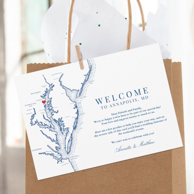 Cartão De Agradecimento Annapolis Maryland Wedding Welcome Itinerary (These Annapolis wedding welcome letters include your weekend events and wedding itinerary on back)