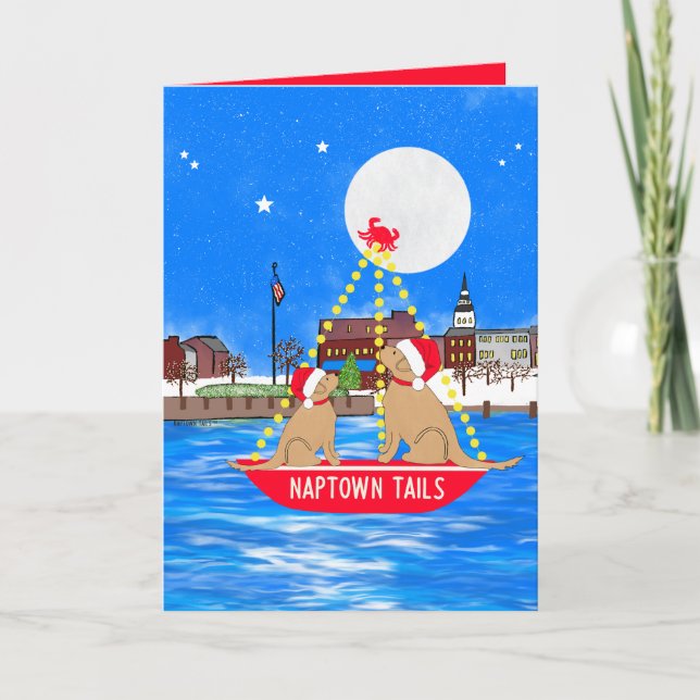 Cartão De Agradecimento Annapolis Parade of Lights Dogs Christmas Card (Frente)