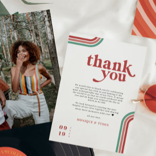 Cartão De Agradecimento Anos setenta retrorreflectores   Local De Casament