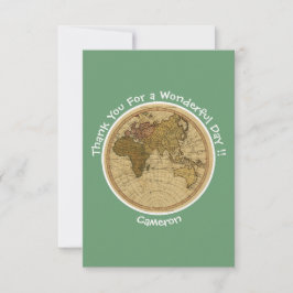 Cartão De Agradecimento Antiguidade 1786 - Partido Tema do Mapa do Hemisfé