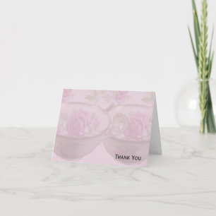 Cartão De Agradecimento Antique Pink Rose Tea Cup on Mauve