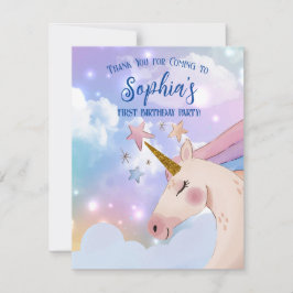 Cartão De Agradecimento Anunciante Mágico de unicórnio Rosa obrigado Púrpu